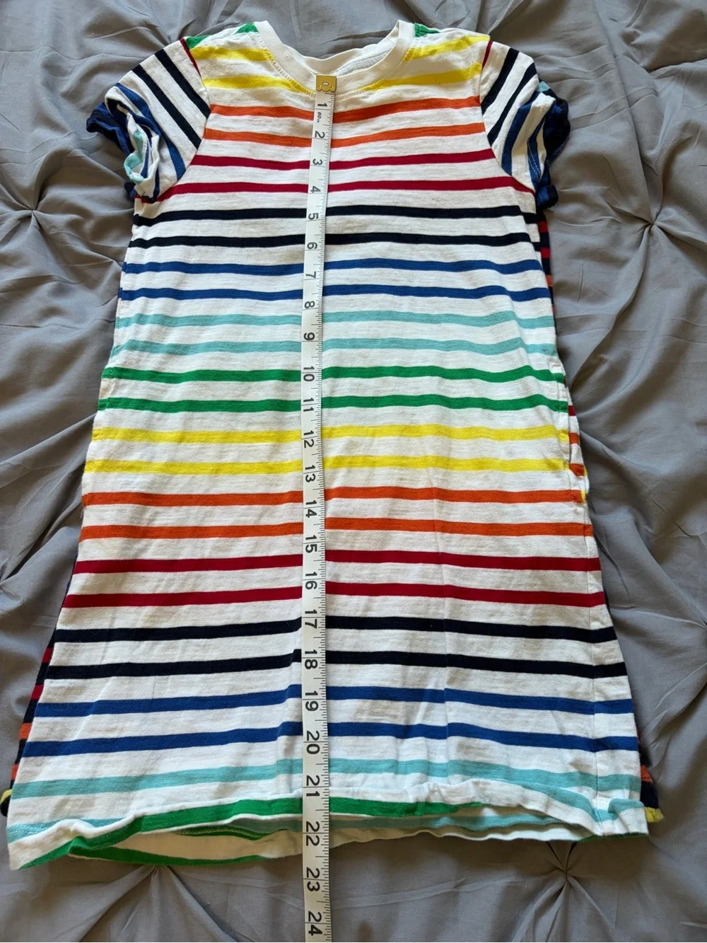 Primary Rainbow Stripe Short Sleeve Kids Dresses - Black & White Bases